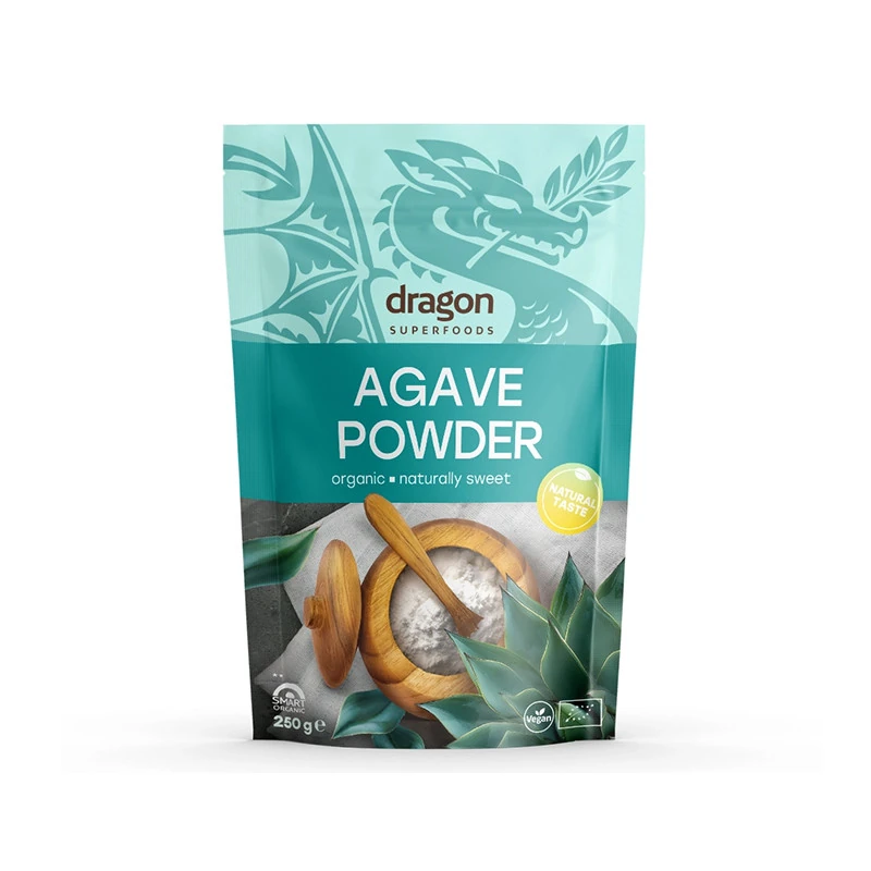 Био Агаве на прах, Dragon Superfoods, 250 г, натурален подсладител, заместител на захарта