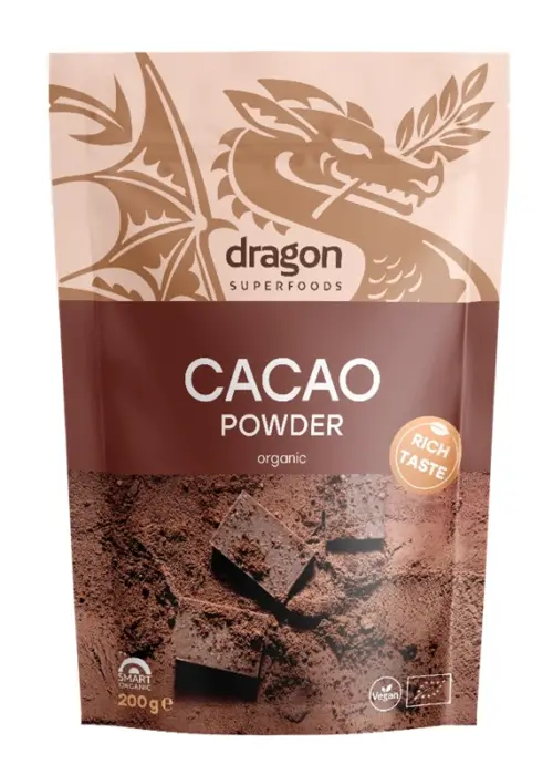 Био Какао на прах, Dragon Superfoods, 200 г
