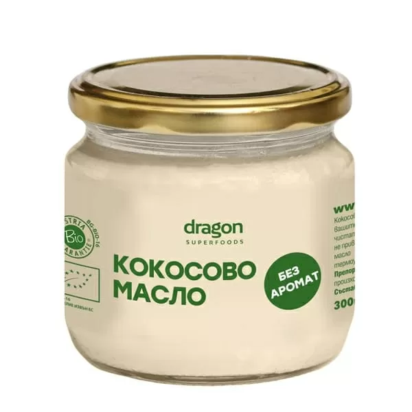 Био Кокосово масло, без аромат, Dragon Superfoods, 300 мл
