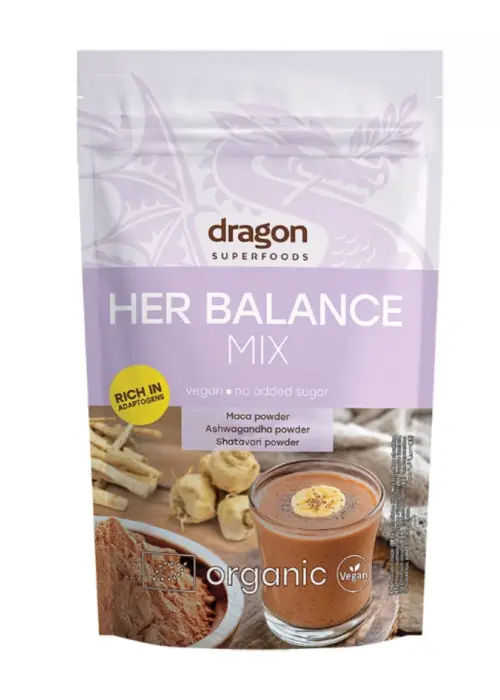 Био Her balance микс, Dragon Superfoods, 200 г, женско здраве, мака, ашваганда, шатавари