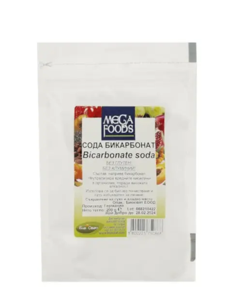 Сода бикарбонат (без глутен, без алуминий), Mega Foods, 200 г