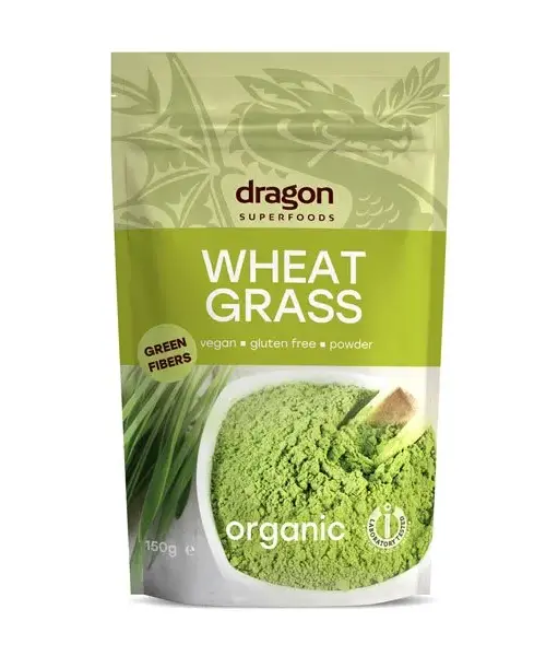 Био Пшенични стръкове на прах, Dragon Superfoods, 150 г, аминокиселини, микроелементи, витамини А, С, В комплекс, детоксикация, пречистване на черния дроб, суперхрани