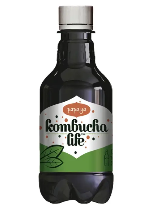 Комбуча Папая, Kombucha Life, 500 мл, жив зелен чай с пробиотици, подобряване на храносмилането, антиоксиданти, засилване на имунната система, витамини C, A, B9, желязо, калий, калций и йод