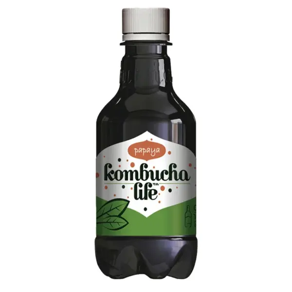 Комбуча Папая, Kombucha Life, 500 мл, жив зелен чай с пробиотици, подобряване на храносмилането, антиоксиданти, засилване на имунната система, витамини C, A, B9, желязо, калий, калций и йод