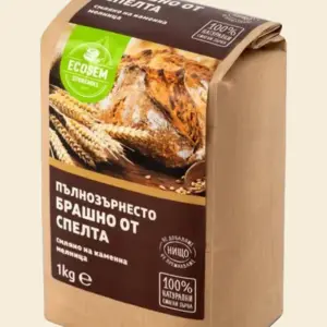 Натурално пълнозърнесто брашно от спелта, смляно на каменна мелница, Екосем, 1 кг