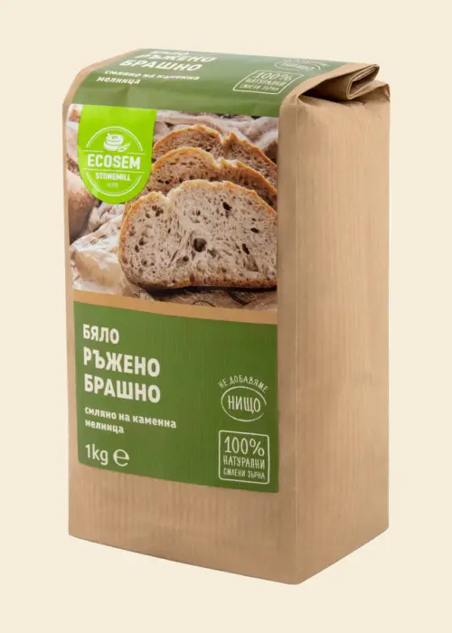 Бяло ръжено брашно, смляно на каменна мелница, Екосем, 1 кг