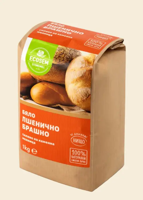 Бяло пшенично брашно, смляно на каменна мелница, Екосем, 1 кг